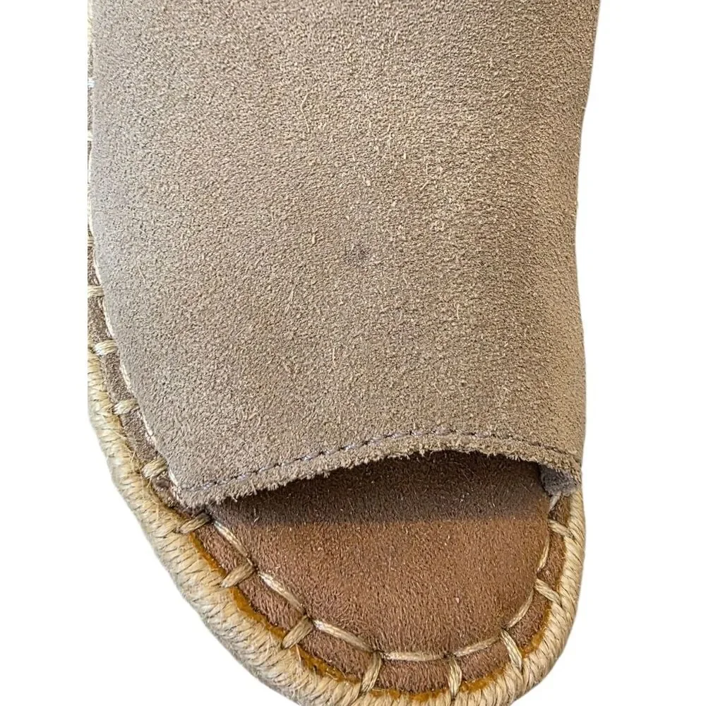 Toms Monica Taupe Suede Espadrille Wedge Slingback Sandals Size 6W